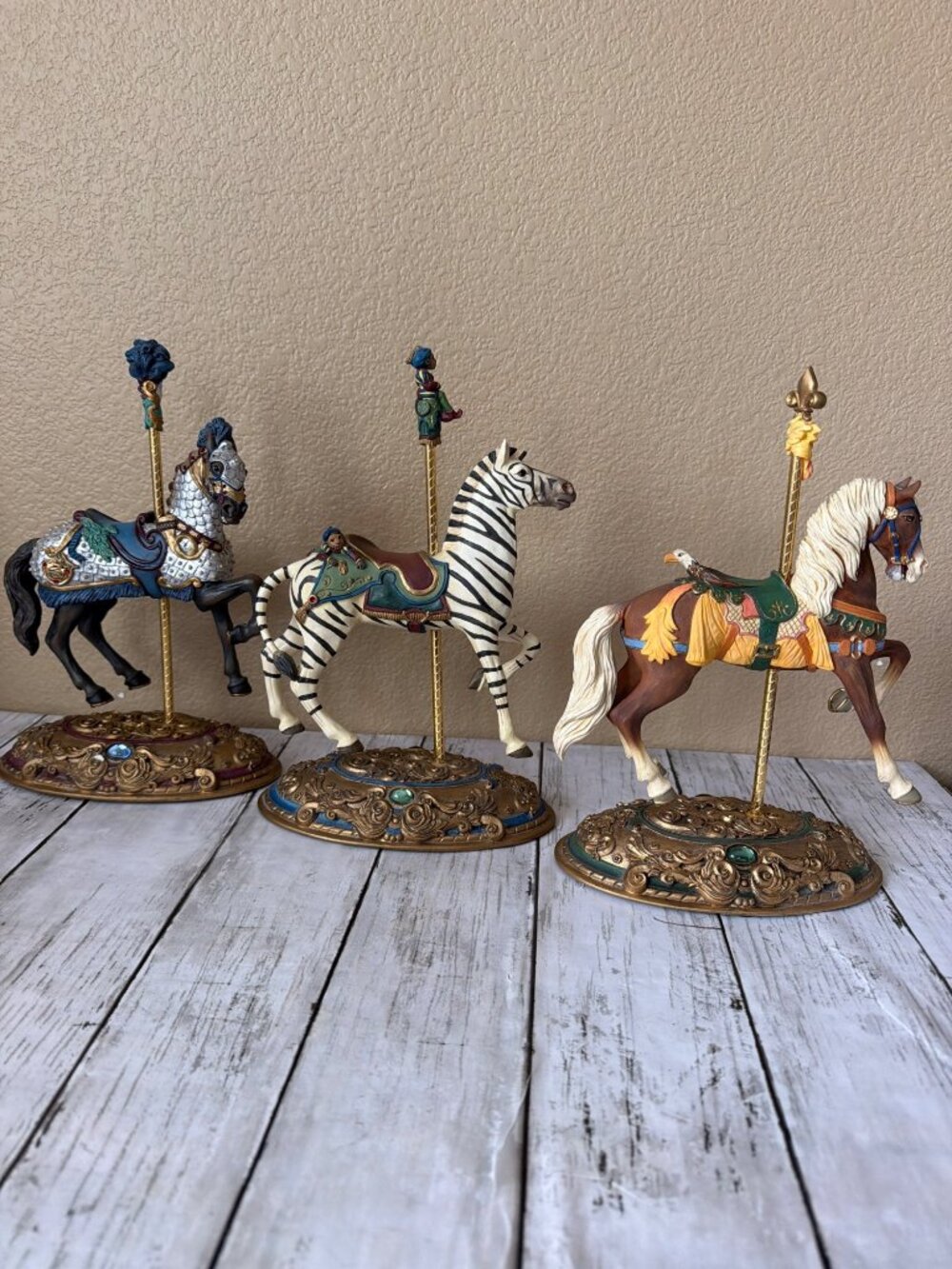 Set of 3 Willitts Carousel Classics Ann Dezendorf Ltd Ed Horse Zebra Eagle Back - Picture 3 of 16